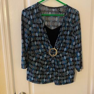 Apostrophe green and blue blouse